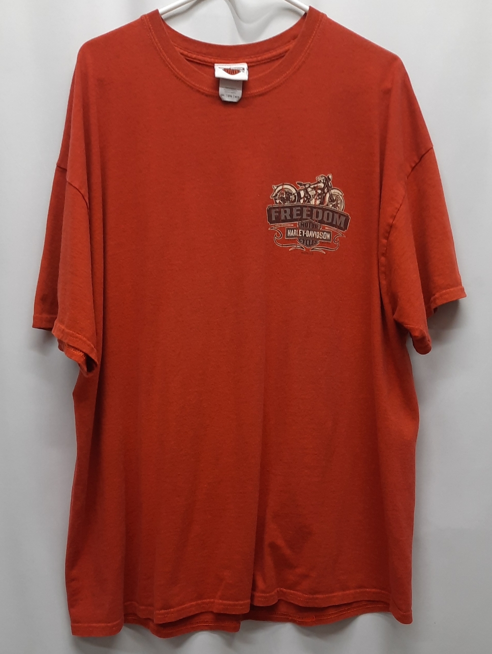 Vintage Harley Davidson Tshirt Mens 2XL Orange Freedom Graphic Bikercore Fall